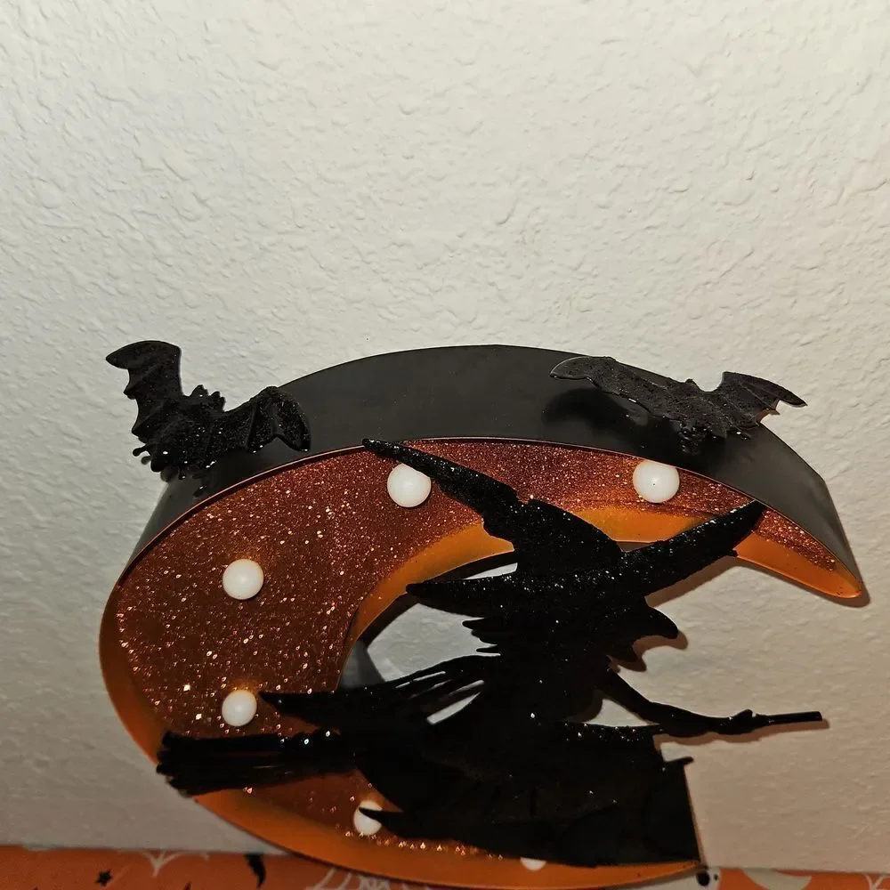 Glittery Black and Gold Witch Wall Decor